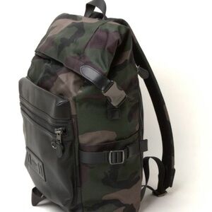 Coach Green and Black Camouflage Backpack